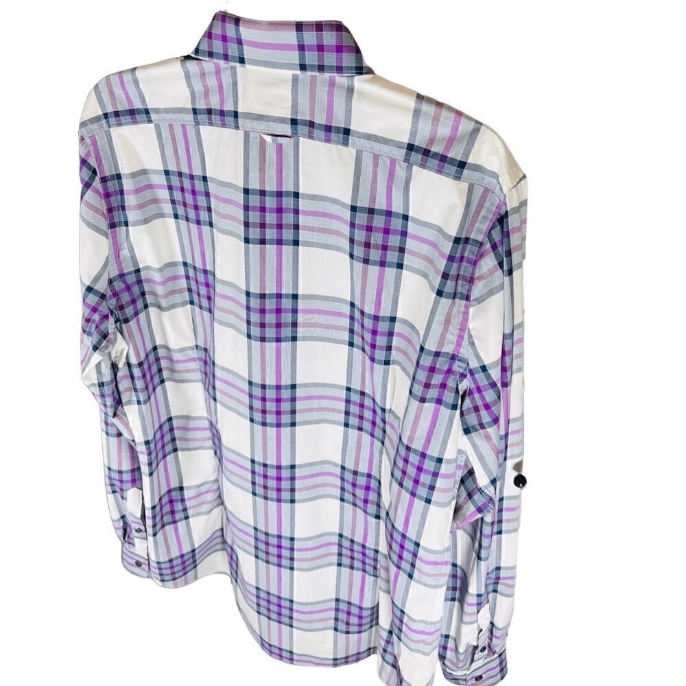 Express Fitted Button Down Long Sleeve Shirt Purp… - image 8